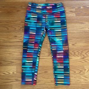 Athleta Laser Beam Sonar Capri Cropped Multicolor Leggings Size Small